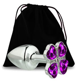 Plug de Metal G Trevo (7046) - Pedra Roxa - Atacado Star Sex Shop, Lingerie e Produtos Eróticos