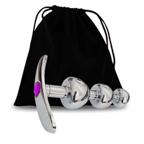 Plug De Metal Com Base Removível SI (7450) - Pedra Roxa - Atacado Star Sex Shop, Lingerie e Produtos Eróticos