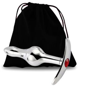 Plug De Metal Escalonado SI (7451) - Pedra Vermelha - Atacado Star Sex Shop, Lingerie e Produtos Eróticos
