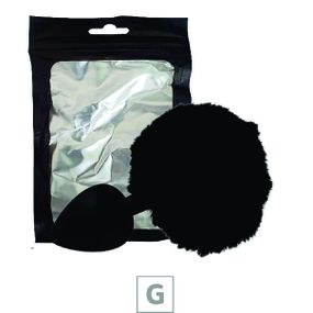 Plug de Silicone G Preto Com Pom Pom SI (8642) - Preto - Atacado Star Sex Shop, Lingerie e Produtos Eróticos