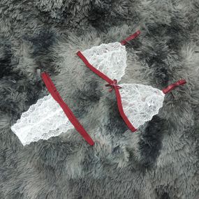 Conjunto Luma (DR4523) - Branco C/ Vinho - Sex Shop Atacado Star: Produtos Eróticos e lingerie