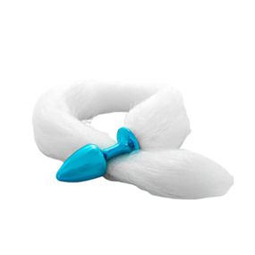 Plug de Metal Azul Com Cauda Hard (HA116A) - Branco - Sex Shop Atacado Star: Produtos Eróticos e lingerie