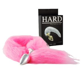 Plug de Metal Cromado Com Cauda Hard (HA116C) - Rosa - Sex Shop Atacado Star: Produtos Eróticos e lingerie