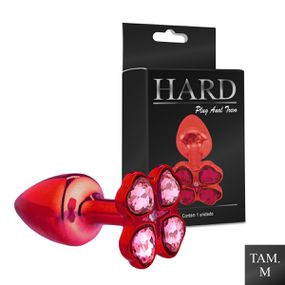 Plug de Metal M Com Pedra Variadas Trevo (HA139) - Vermelho - Sex Shop Atacado Star: Produtos Eróticos e lingerie