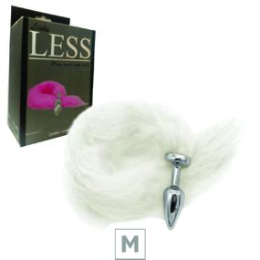 Plug de Plástico M Less Cromado Com Cauda (HA169C) - Branco - Atacado Star Sex Shop, Lingerie e Produtos Eróticos