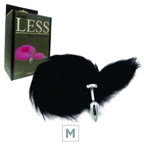 Plug de Plástico M Less Cromado Com Cauda (HA169C) - Preto - Atacado Star Sex Shop, Lingerie e Produtos Eróticos