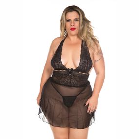 *Camisola Renda Curta Plus Size (PS2063) - Preto - Sex Shop Atacado Star: Produtos Eróticos e lingerie