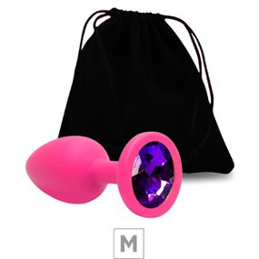 *Plug De Silicone M Rosa (SX274) - Pedra Roxa - Atacado Star Sex Shop, Lingerie e Produtos Eróticos