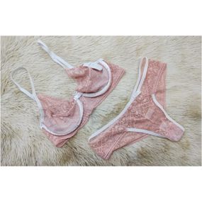 Conjunto Liz (DR4513) - Rosa c/ Branco - Sex Shop Atacado Star: Produtos Eróticos e lingerie
