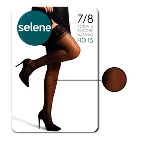 Meia 7/8 Com Renda e Silicone Selene (ST253) - Preto - Sex Shop Atacado Star: Produtos Eróticos e lingerie