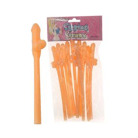 Canudo Formato De Pênis Dicky Com 6un SI (5734) - Bege - Linda Sex Produtos Eróticos BH, Lingerie sensuais, sex shop.