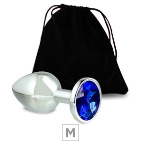 Plug de Metal M Cromado Com Strass 7cm SI (5846) - Pedra Azu - Linda Sex Produtos Eróticos BH, Lingerie sensuais, sex shop.