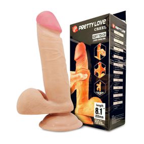 Prótese 15x13cm com Escroto e Ventosa SI (8541) - Bege - Linda Sex Produtos Eróticos BH, Lingerie sensuais, sex shop.