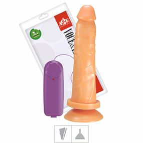 Prótese 19x14cm Com Vibro e Ventosa (ADAO35). - Bege - Linda Sex Produtos Eróticos BH, Lingerie sensuais, sex shop.