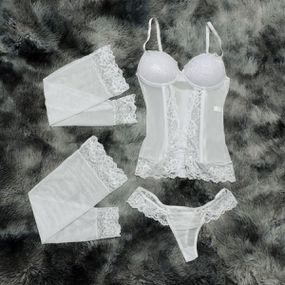 *Espartilho Babado (CF023) - Branco - Linda Sex Produtos Eróticos BH, Lingerie sensuais, sex shop.