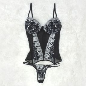 *Espartilho Bordados Variados (CF507) - Preto - Linda Sex Produtos Eróticos BH, Lingerie sensuais, sex shop.