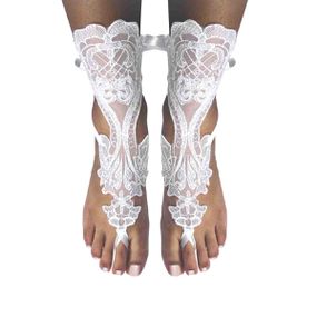 *Sapatilha Romana Rendada (DM5003) - Branco - Linda Sex Produtos Eróticos BH, Lingerie sensuais, sex shop.