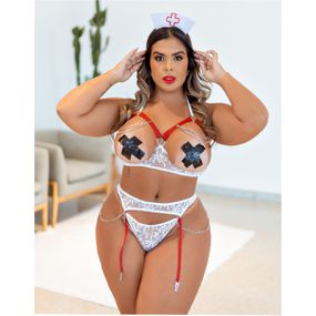 Fantasia Doutora Tentação Plus Size (GV3068) - Branco - Linda Sex Produtos Eróticos BH, Lingerie sensuais, sex shop.