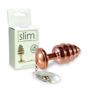 *Plug em Metal Escalonado Com Pigente Slim (MT043) - Cobre - Linda Sex Produtos Eróticos BH, Lingerie sensuais, sex shop.