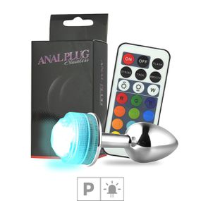 *Plug de Metal P Com Led e Controle VP (PL083) - Cromado - Linda Sex Produtos Eróticos BH, Lingerie sensuais, sex shop.