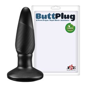Plug Cônico Com Estrias 13cm (PLUG06-10459) - Preto - Linda Sex Produtos Eróticos BH, Lingerie sensuais, sex shop.