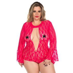 *Macaquinho Princesa Plus Size (PS2074) - Rosa - Linda Sex Produtos Eróticos BH, Lingerie sensuais, sex shop.