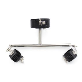Coleira Com Algemas E Barra De Restrição VP (SA028) - Preto - Linda Sex Produtos Eróticos BH, Lingerie sensuais, sex shop.