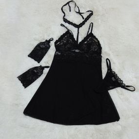 *Camisola em Tule Segredo da Paixão (SP613) - Preto - Linda Sex Produtos Eróticos BH, Lingerie sensuais, sex shop.
