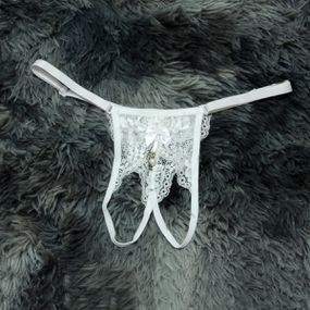 *Calcinha Pingente Pérola (MCA0411) - Branco - Linda Sex Produtos Eróticos BH, Lingerie sensuais, sex shop.