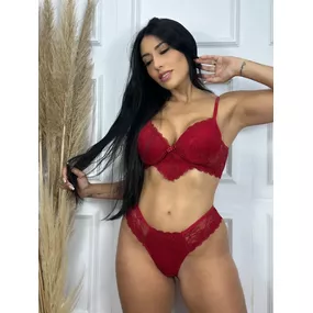Conjunto Nanda (DR4530-DR4595) - Vermelho - lojasacaso.com.br Lingerie Sensual e Sex Shop