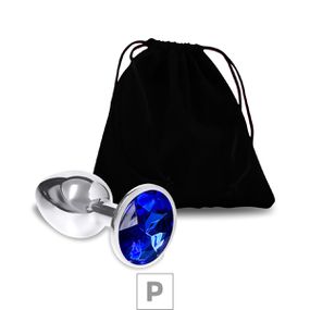 Plug de Metal P Cromado Com Strass 6cm SI (5845) - Pedra Azu - lojasacaso.com.br Lingerie Sensual e Sex Shop