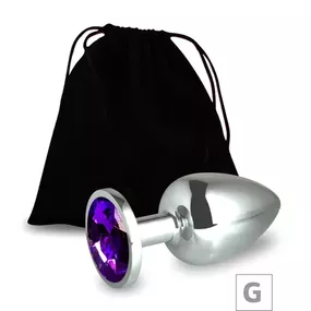 Plug de Metal G Cromado Com Strass 8cm SI (5847) - Pedra Rox - lojasacaso.com.br Lingerie Sensual e Sex Shop
