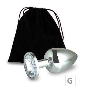 Plug de Metal G Cromado Com Strass 8cm SI (5847) - Pedra Tra... - lojasacaso.com.br Lingerie Sensual e Sex Shop