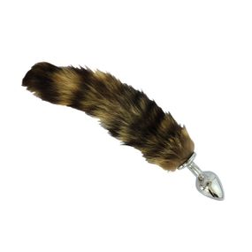 Plug de Metal M Com Rabo De Raposa SI (6716) - Cromado - lojasacaso.com.br Lingerie Sensual e Sex Shop