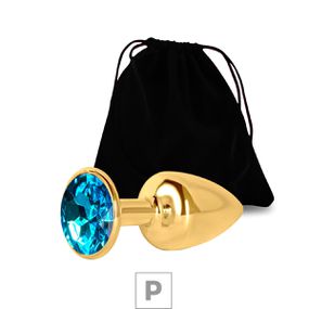 Plug de Metal P Dourado Com Strass SI (7052) - Pedra Azul Cé... - lojasacaso.com.br Lingerie Sensual e Sex Shop