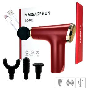 Vibrador Recarregável Massage Gun SI (7930) - Vermelho - lojasacaso.com.br