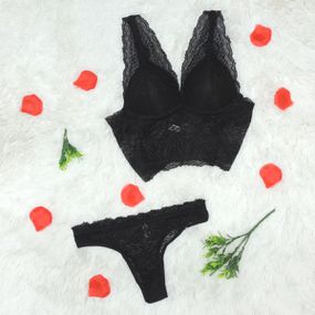 Conjunto Karina (DR4508) - Preto - lojasacaso.com.br Lingerie Sensual e Sex Shop