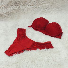 Conjunto Chique (DR4527) - Vermelho - lojasacaso.com.br Lingerie Sensual e Sex Shop