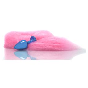 Plug de Metal Azul Com Cauda Hard (HA116A) - Rosa - lojasacaso.com.br Lingerie Sensual e Sex Shop