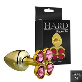 Plug de Metal M Com Pedra Variadas Trevo (HA139) - Dourado - lojasacaso.com.br Lingerie Sensual e Sex Shop