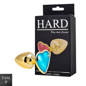 Plug de Metal Dourado Com Pedra de Coração (HA161D)- - Azul - lojasacaso.com.br Lingerie Sensual e Sex Shop