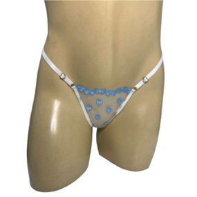 Calcinha Secreta -(ID1122) - Branco c/ Azul - lojasacaso.com.br Lingerie Sensual e Sex Shop
