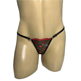 Calcinha Secreta -(ID1122) - Preto c/ Vermelho - lojasacaso.com.br Lingerie Sensual e Sex Shop