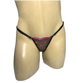 Calcinha Secreta -(ID1122) - Preto c/ Pink - lojasacaso.com.br Lingerie Sensual e Sex Shop