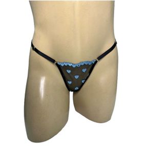 Calcinha Secreta -(ID1122) - Preto c/ Azul - lojasacaso.com.br Lingerie Sensual e Sex Shop
