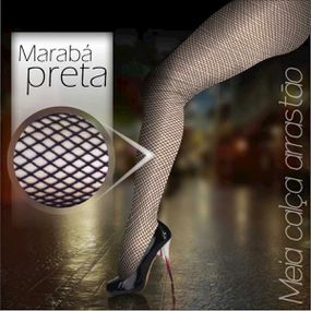 *Meia Calça Arrastão Marabá (MB002) - Preto - lojasacaso.com.br