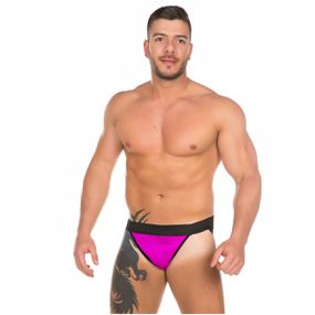 Cueca Jock Strapy (PS1109) - Rosa com Preto - lojasacaso.com.br