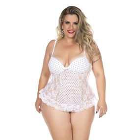 *Body Agatha Plus Size (PS2050) - Branco C/ Preto - lojasacaso.com.br