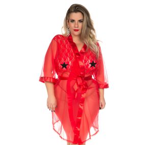 *Robe Luxo Plus Size (PS2082) - Vermelho - lojasacaso.com.br