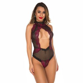 *Body Luxúria -(PS8314) - Rosa c/ preto - lojasacaso.com.br Lingerie Sensual e Sex Shop